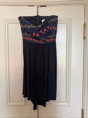 Parker Black Dress with Pink Logo Detail